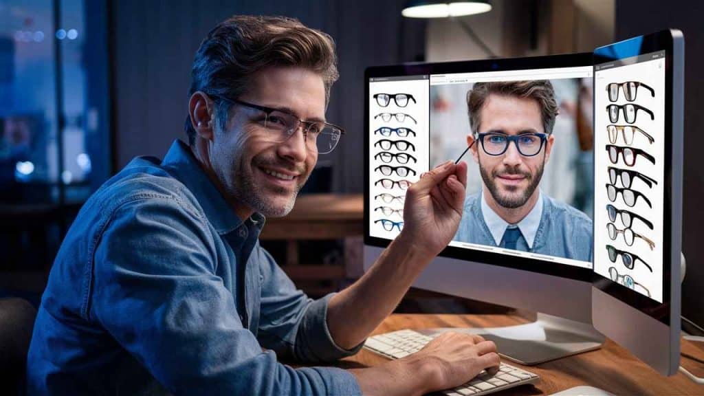 satisfied man after selected spectacles of his choice online