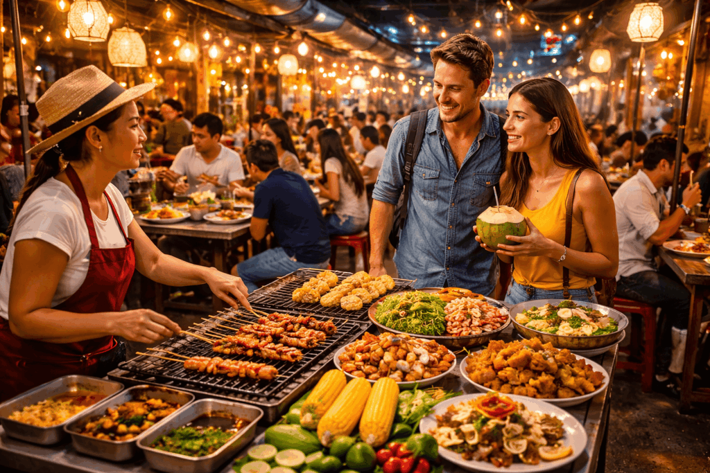 Street food market photo or local restaurant scene