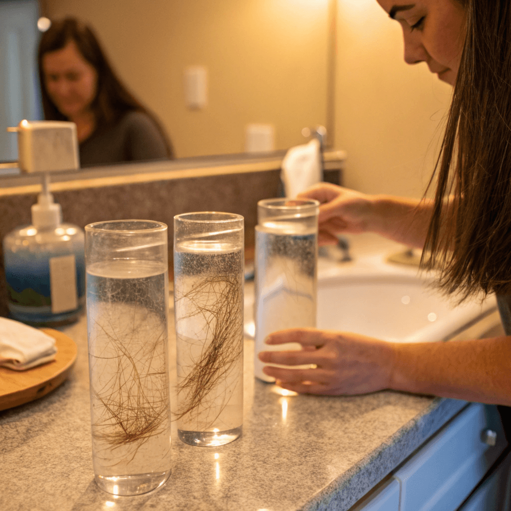 woman doing simple tests to determine your hair porosity