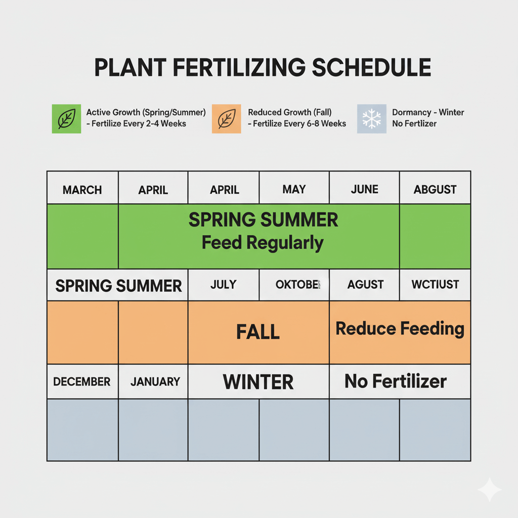 Calendar showing fertilizing schedule for different seasons