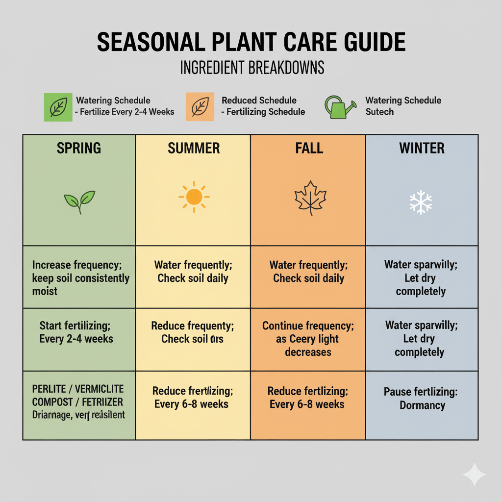 Seasonal care calendar with watering and fertilizing schedule