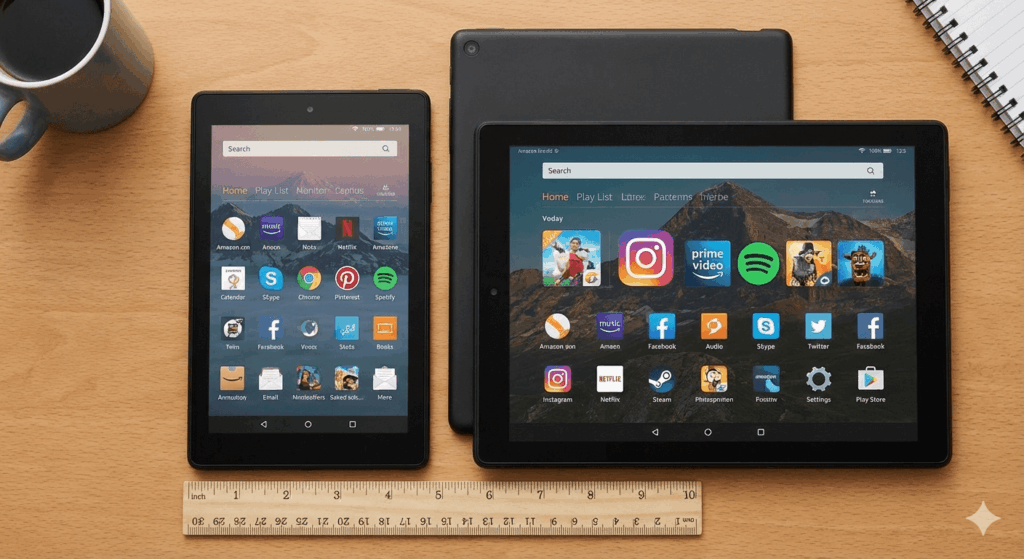Size comparison between FIRE HD 8 and 10 models