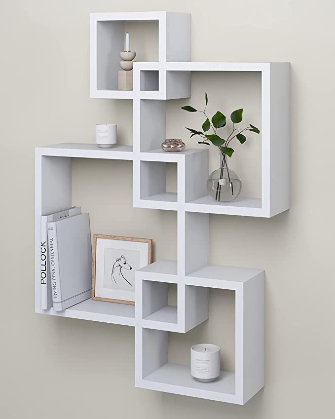 Greenco 4 Cube Intersecting Wall Mounted Shelves