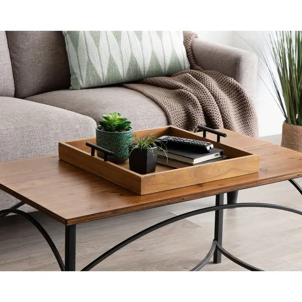 Kate and Laurel Decorative Wood/Metal Trays