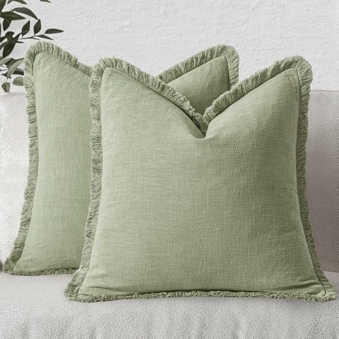 MIULEE Linen Textured Throw Pillow Covers, Set of 2