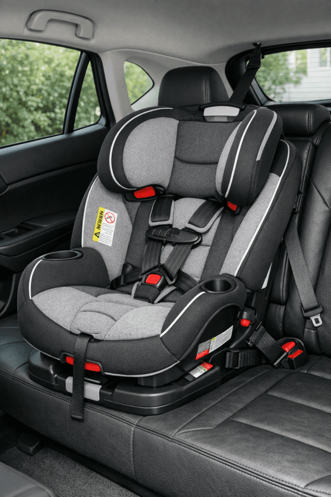 Properly installed car seat in vehicle 1