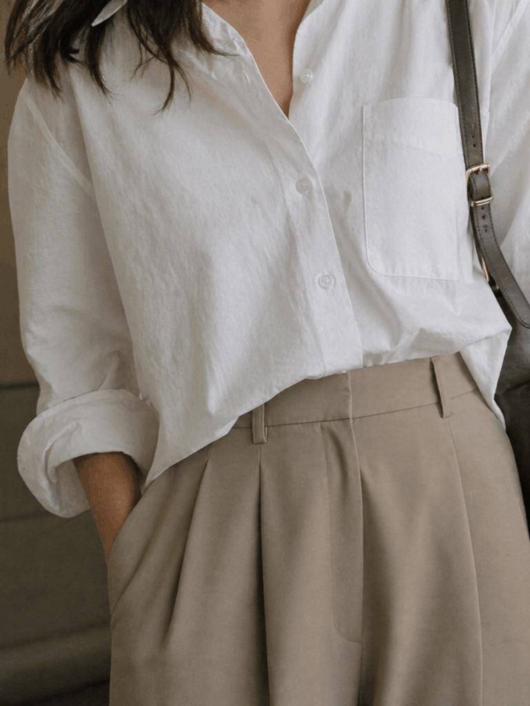 Business casual outfit with handbag details