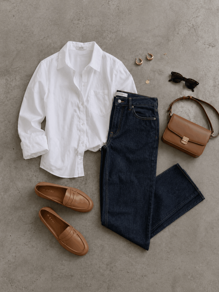 Minimalist chic flat lay outfit