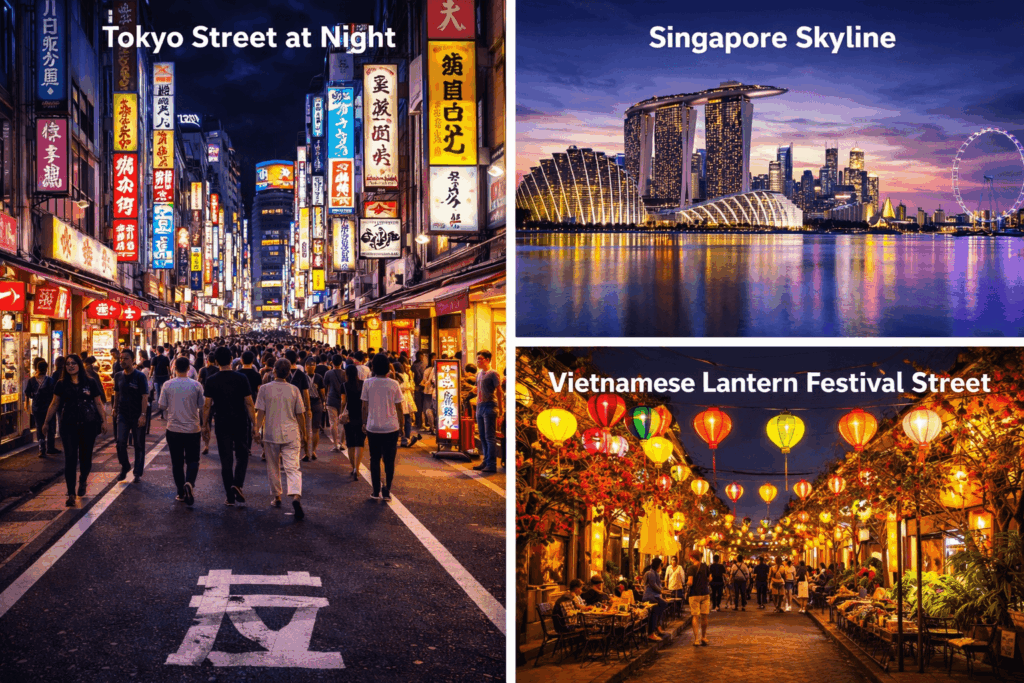 Vibrant night scenes across Asia