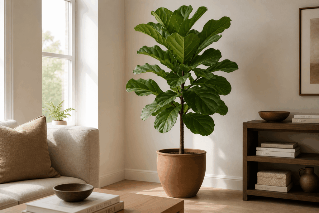 Calm minimalist living room scene