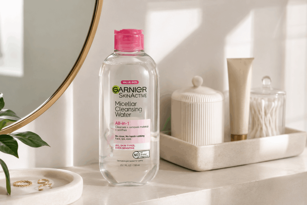 Minimal vanity with Garnier micellar water