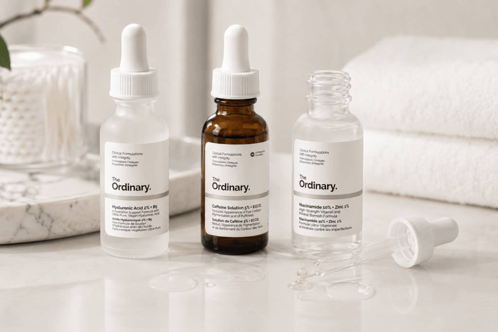 Skincare serenity on a marble countertop
