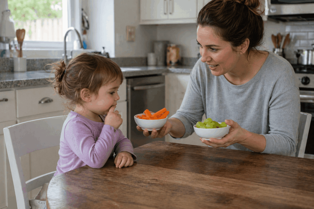 Snack choice in a modern kitchen