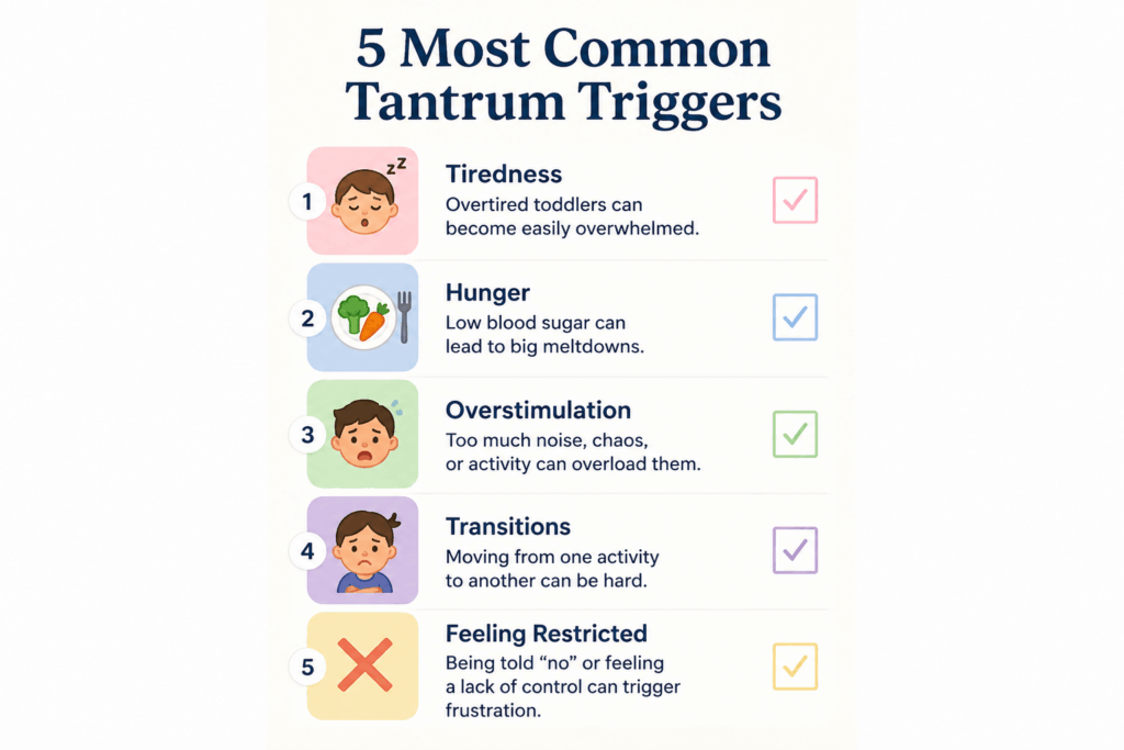 Tantrum triggers infographic for toddlers