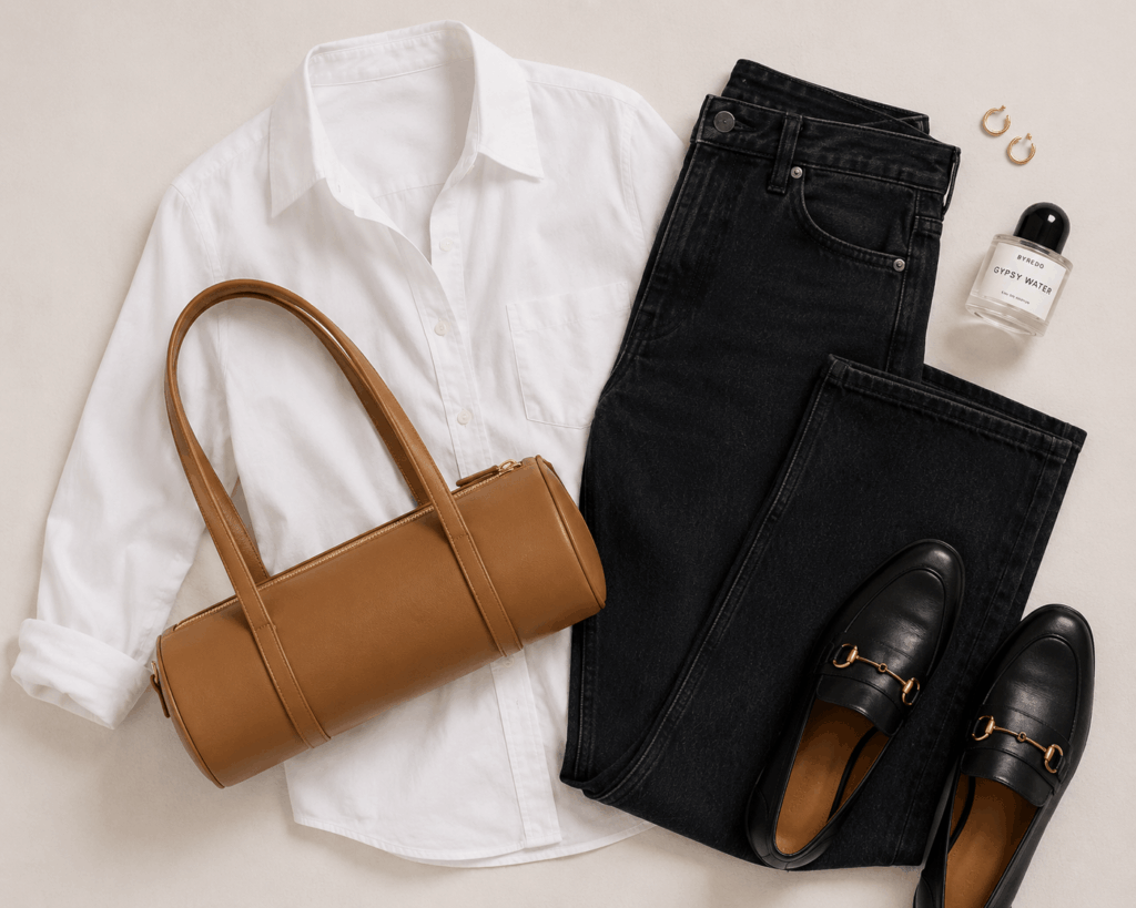 Chic minimalist fashion flat-lay