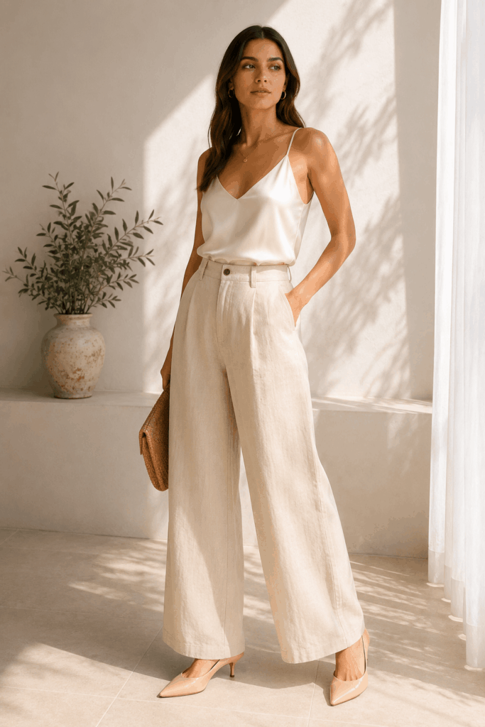 Minimalist fashion in soft sunlight