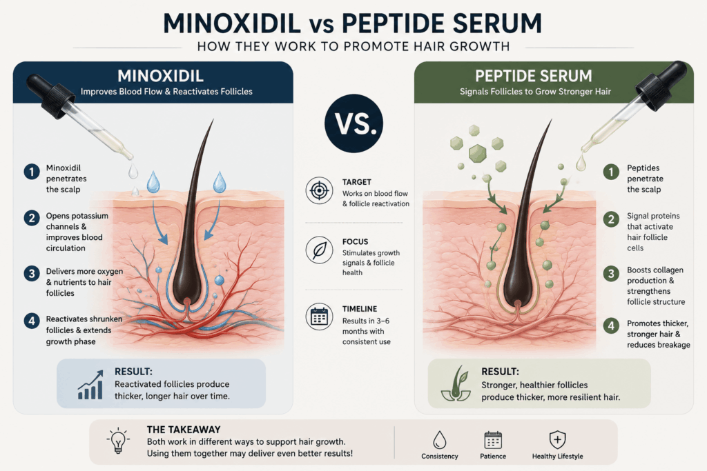 Minoxidil vs peptide serum comparison
