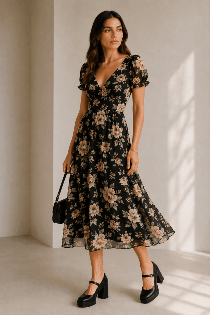Serene elegance with floral details